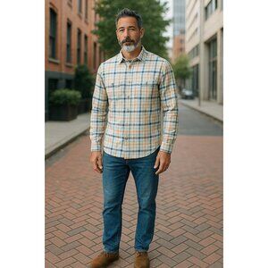 Toad & Co Mens Flannagan Multicolor Plaid Long Sleeve Button Down Shirt Sz Small